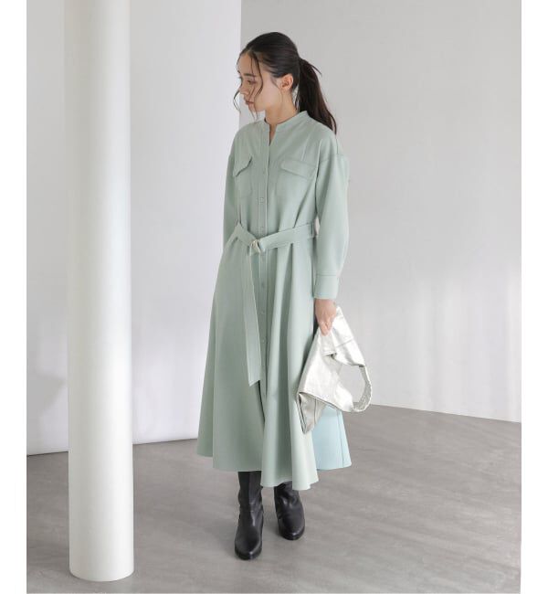  「【洗える】ツイルポケットシャツワンピース」|ワンピース|