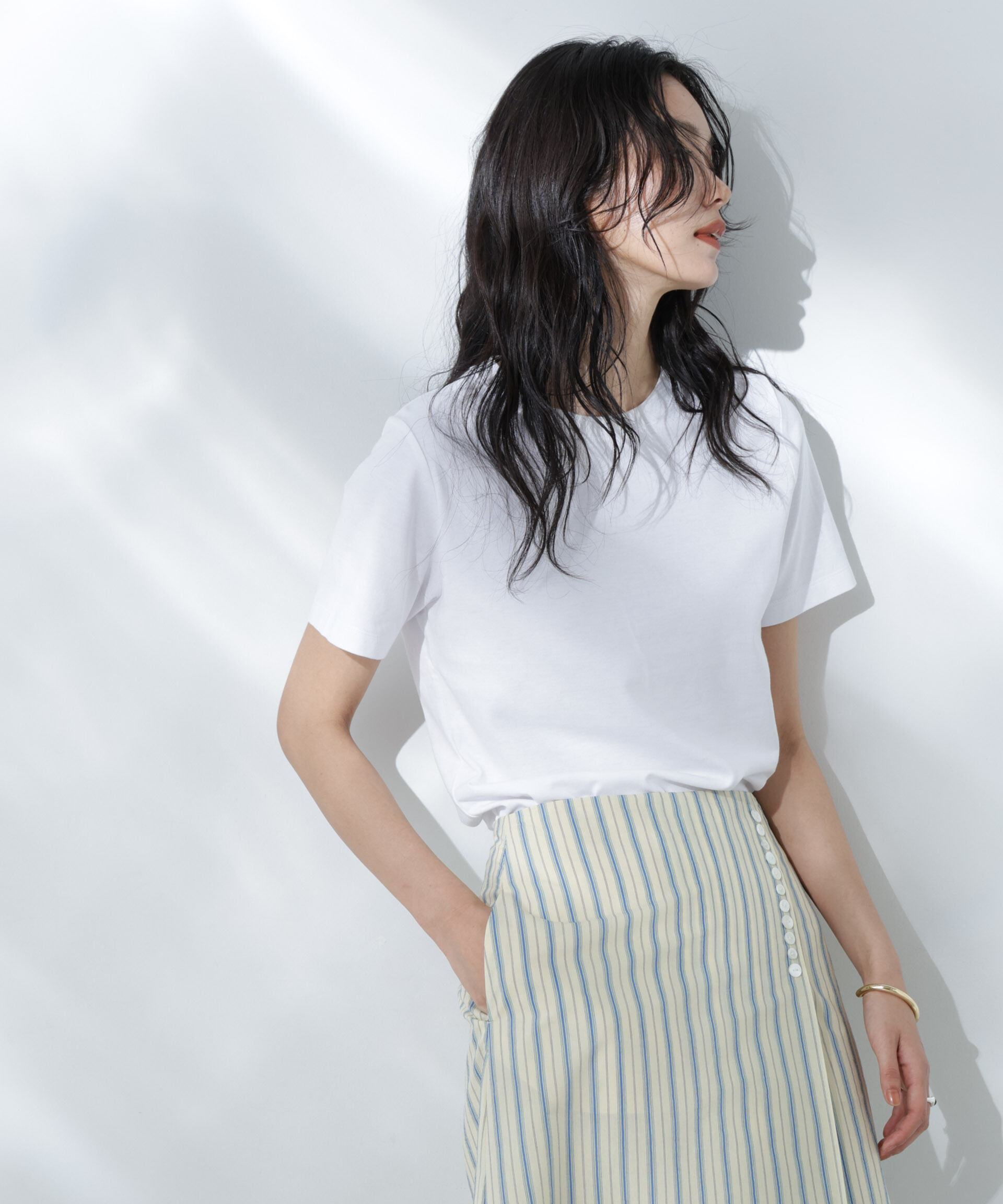 nano･universe「Anti Soaked(R) 汗染み防止クルーネックTシャツ」|Tシャツ・カットソー|ホワイト