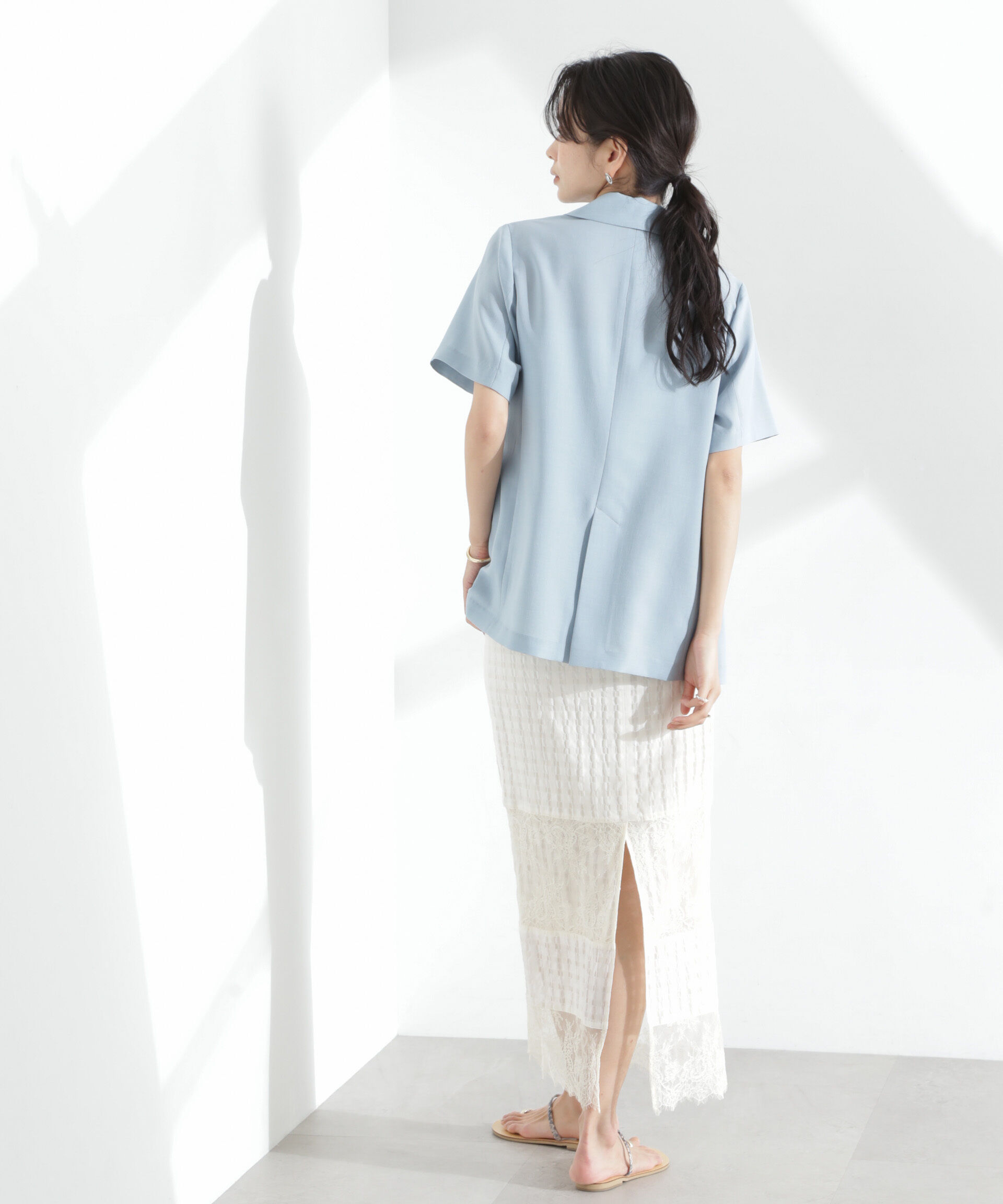 nano･universe「メランジドライ 半袖テーラードジャケット(セットアップ可)」|テーラードジャケット|