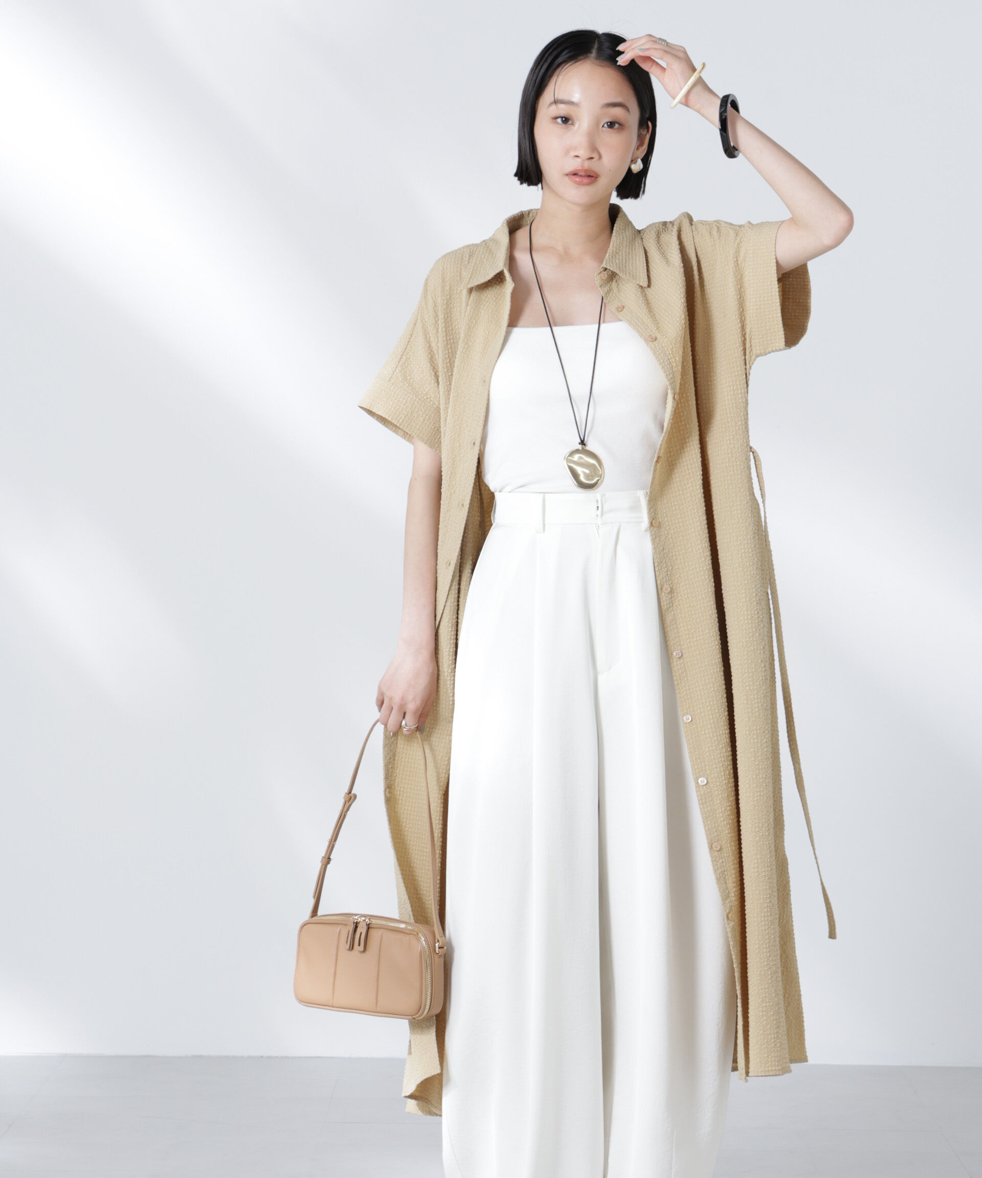 nano･universe「サッカードルマンスリーブシャツワンピース」|ワンピース|