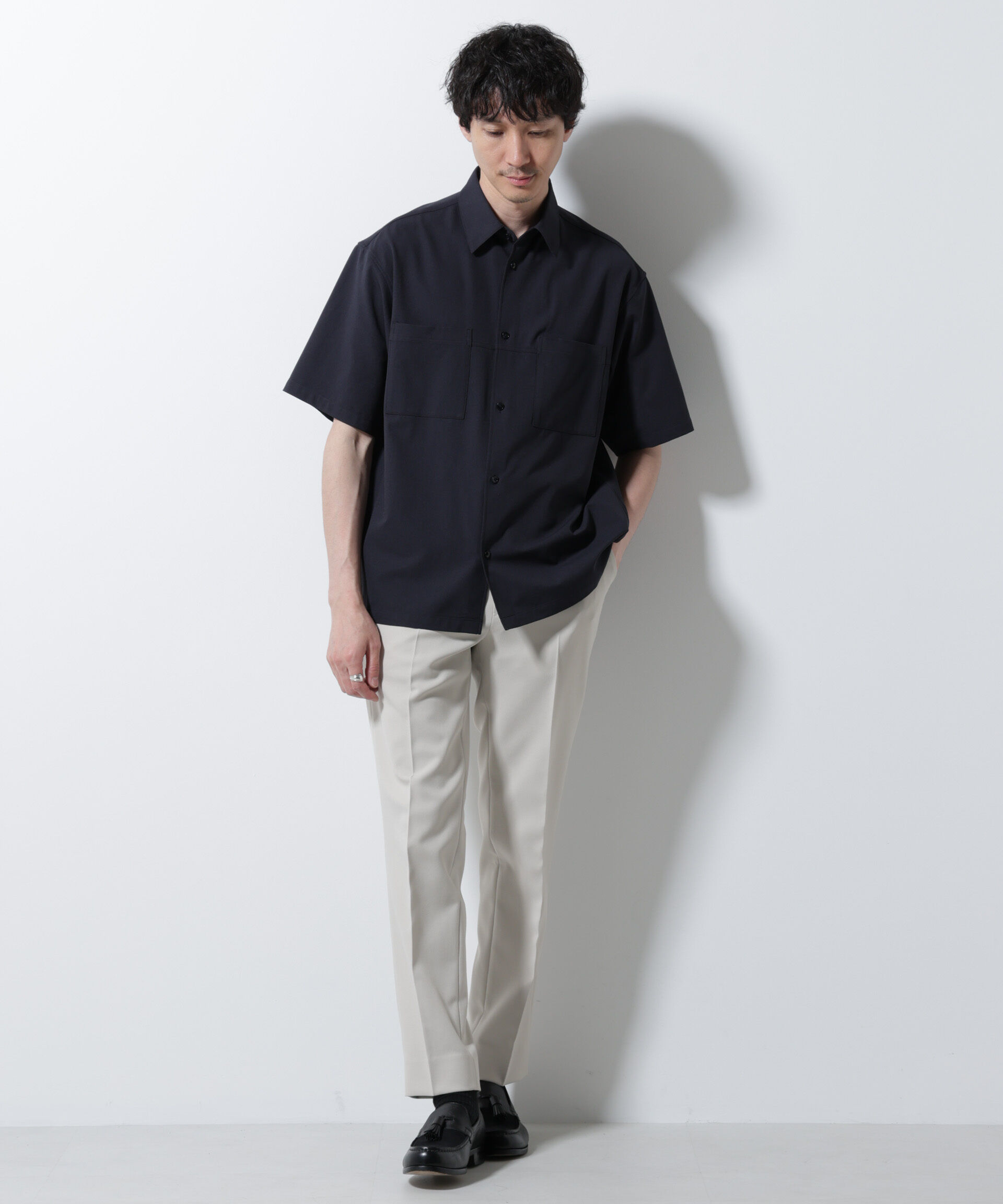 nano･universe「DotAir(R)ミニホールストレッチシャツ半袖/吸水速乾(セットアップ可)」|シャツ・ブラウス|