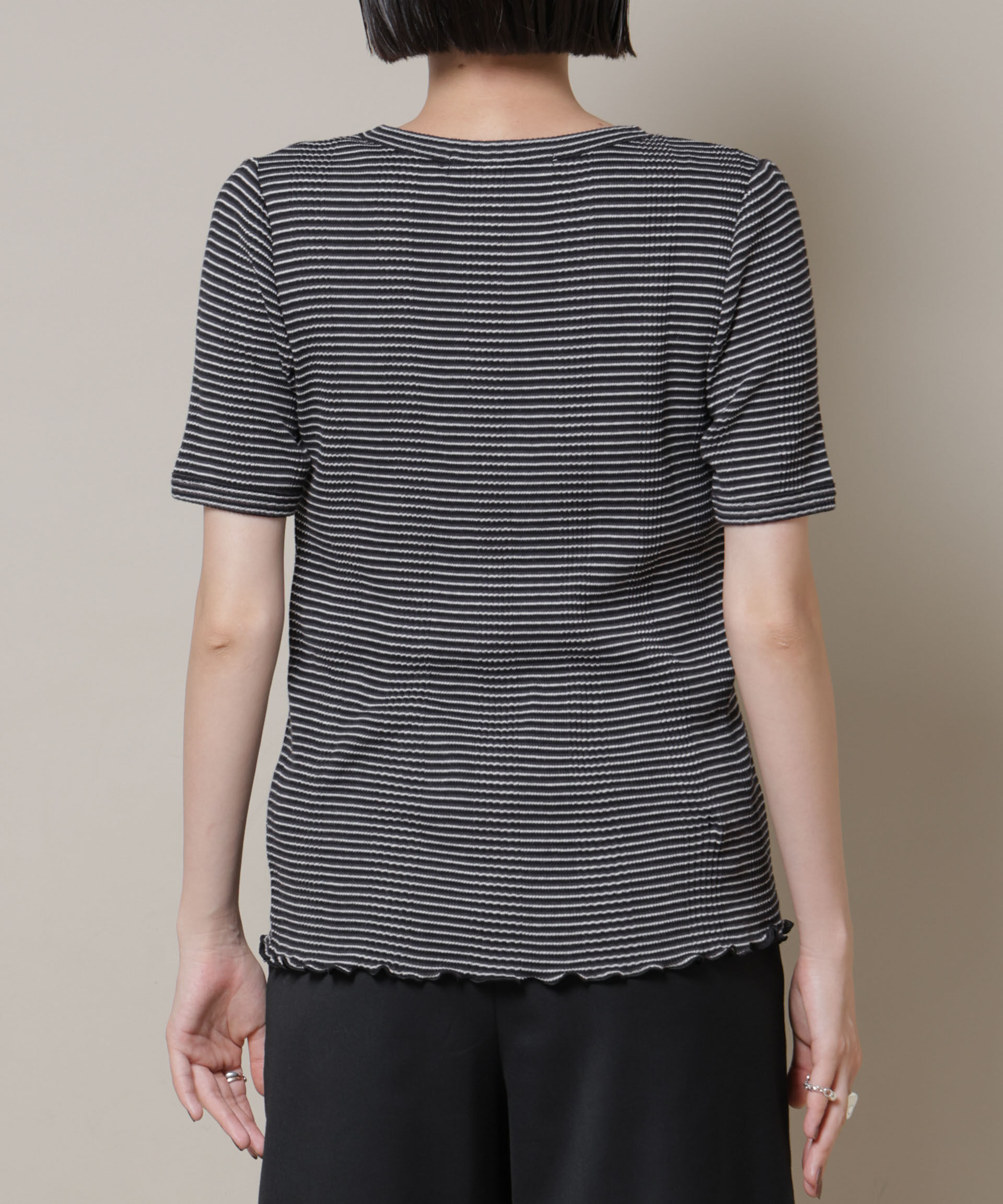 nano･universe「マルチボーダーテレコリブカットトップス」|Tシャツ・カットソー|