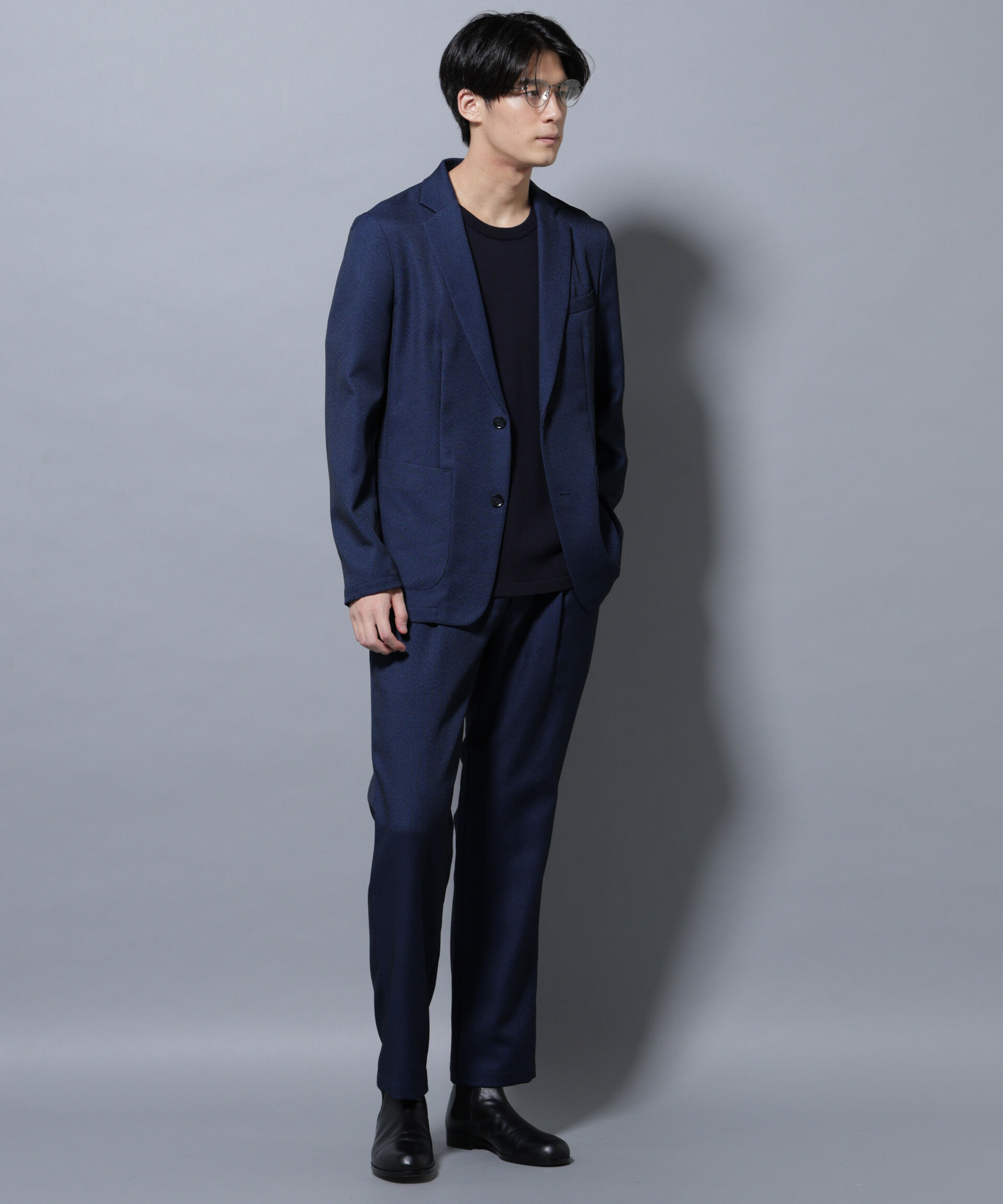 nano･universe「シャンブレーツイルセットアップ」|スーツ|ネイビー