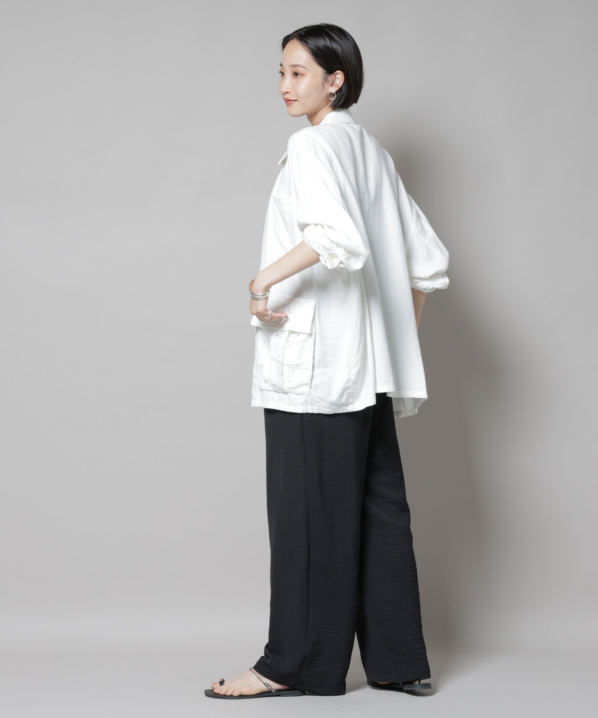 nano･universe「イージードロストワイドパンツ(セットアップ可)」|チノ|