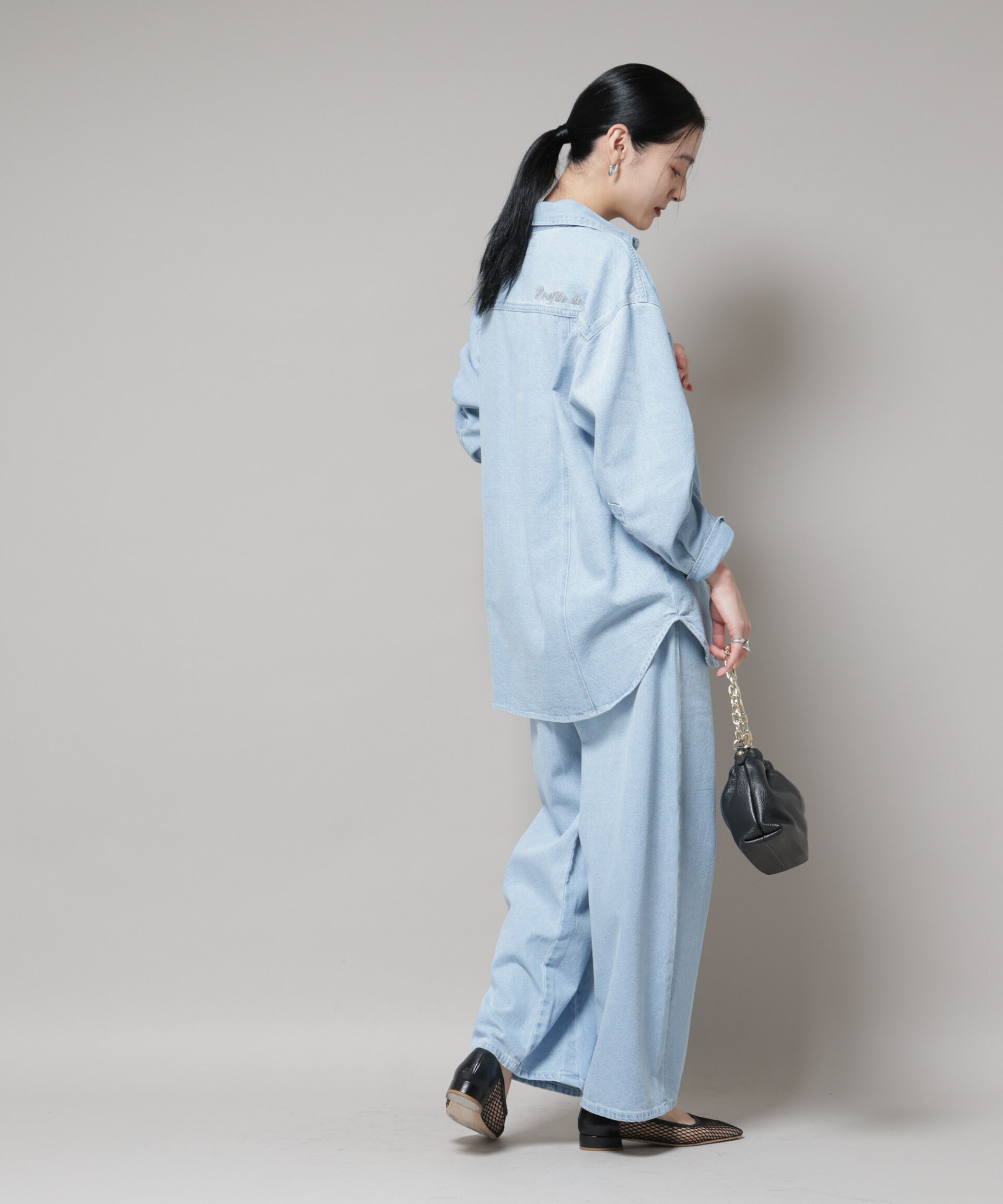 nano･universe「刺繍入りデニムワイドシャツ(セットアップ可)」|シャツ・ブラウス|