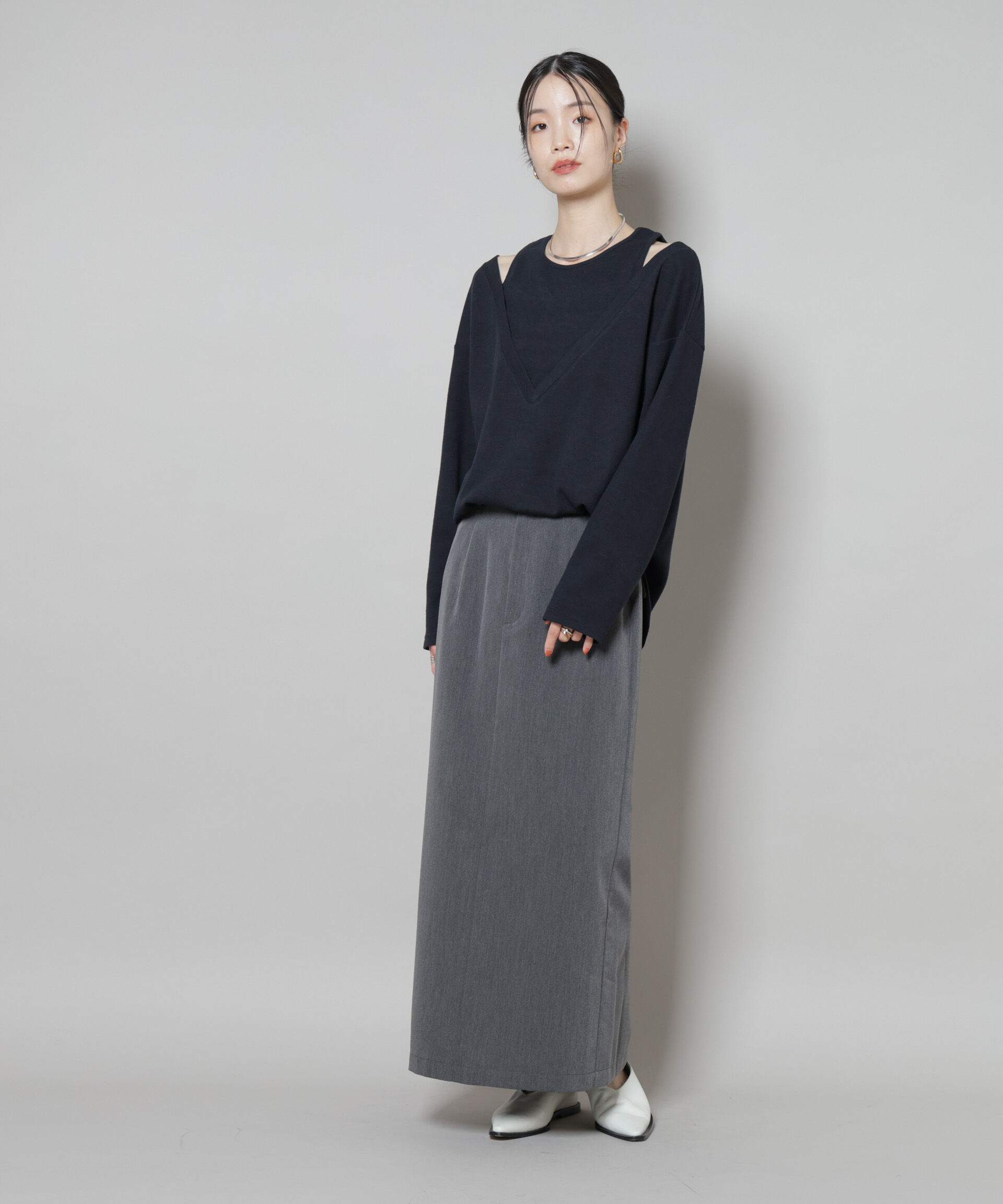 nano･universe「フェイクレイヤードワッフルカットトップス」|Tシャツ・カットソー|