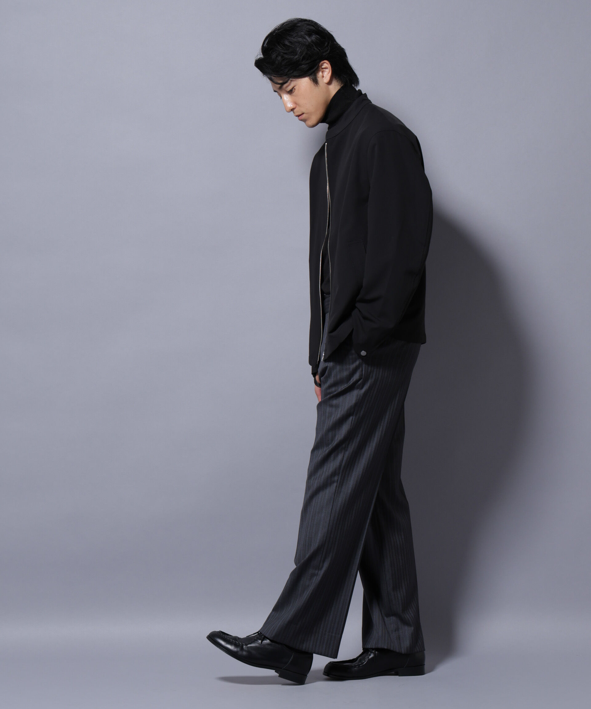 nano･universe「TR シングルライダースブルゾン」|ブルゾン・スタジャン|