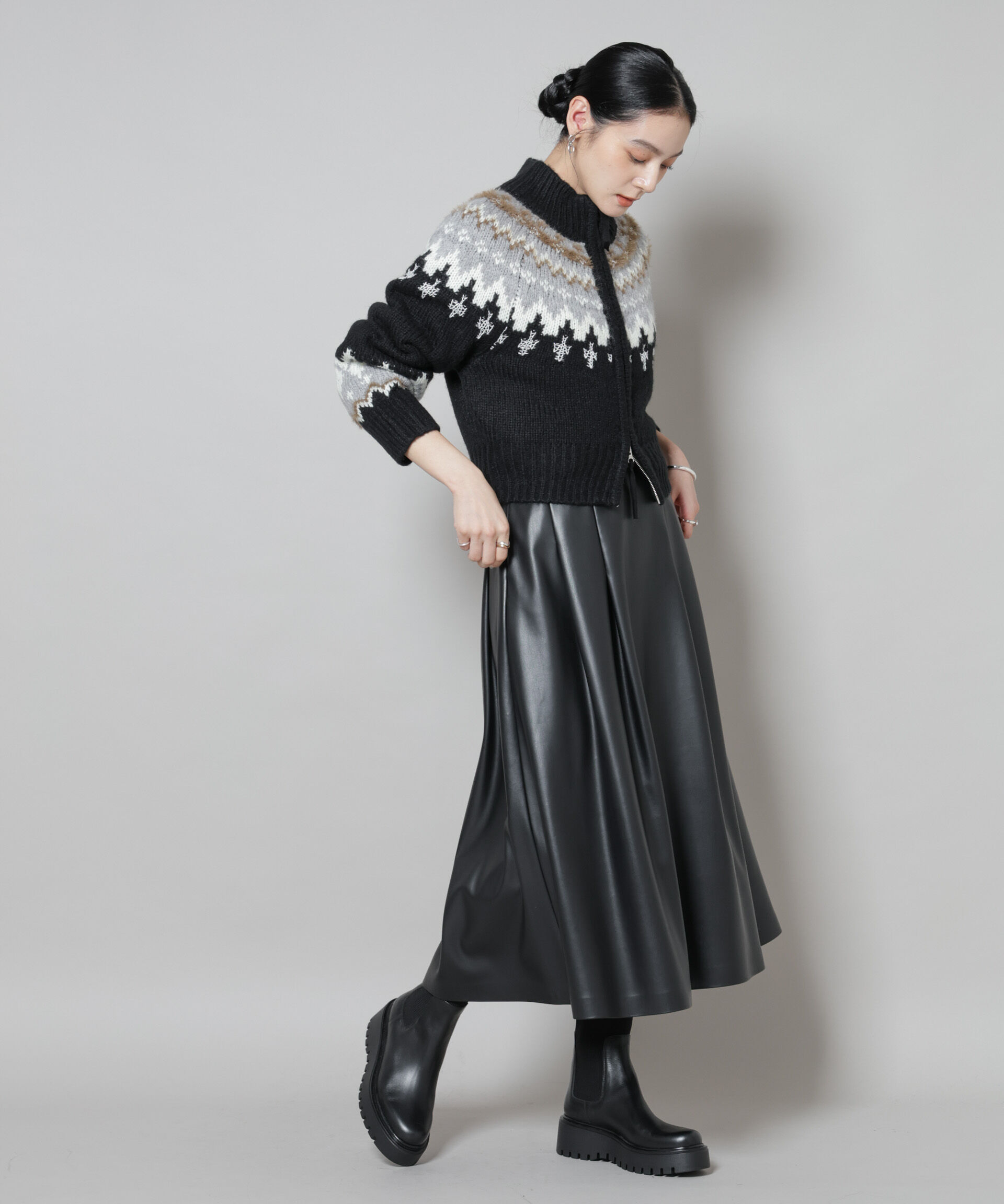 nano･universe「求心ショートzipカーディガン」|ニット・セーター|