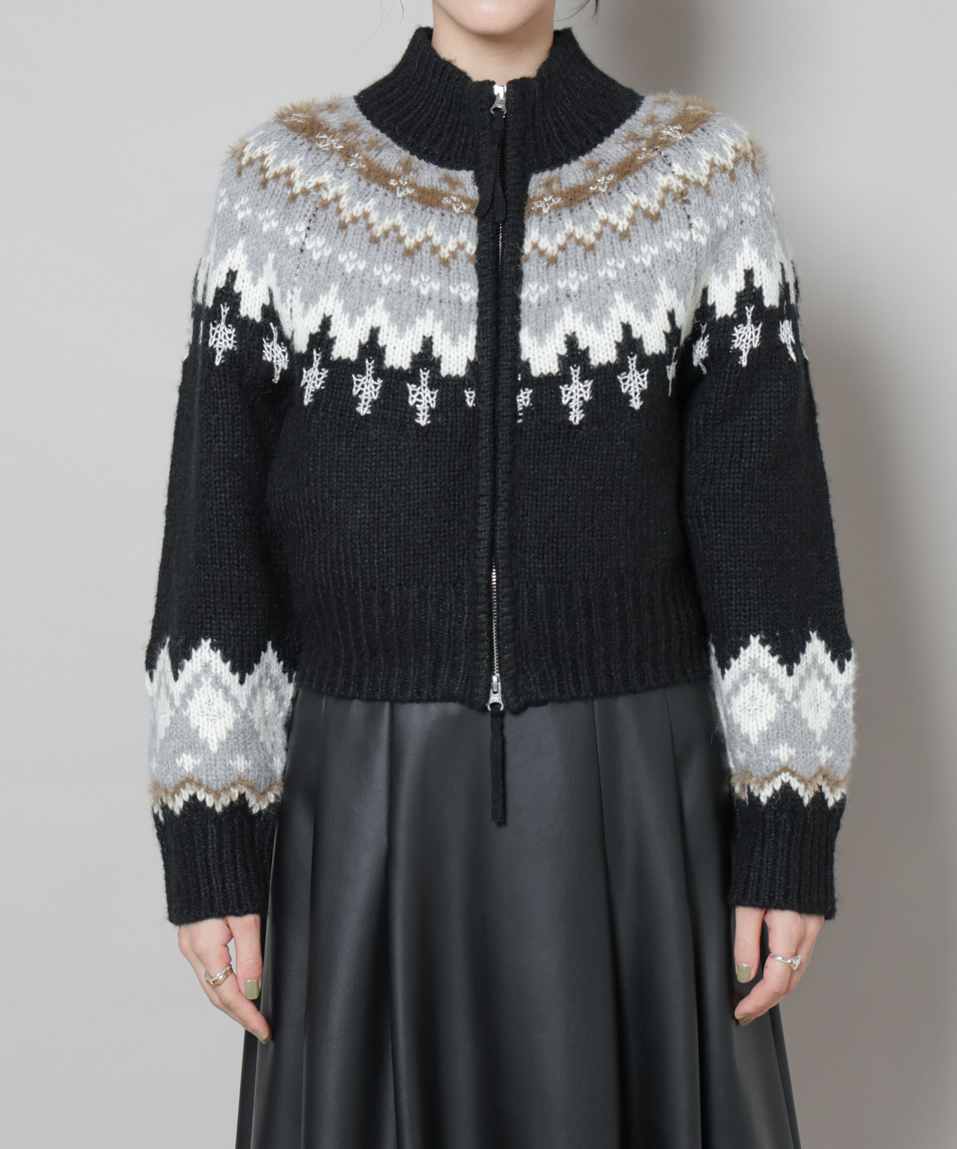 nano･universe「求心ショートzipカーディガン」|ニット・セーター|