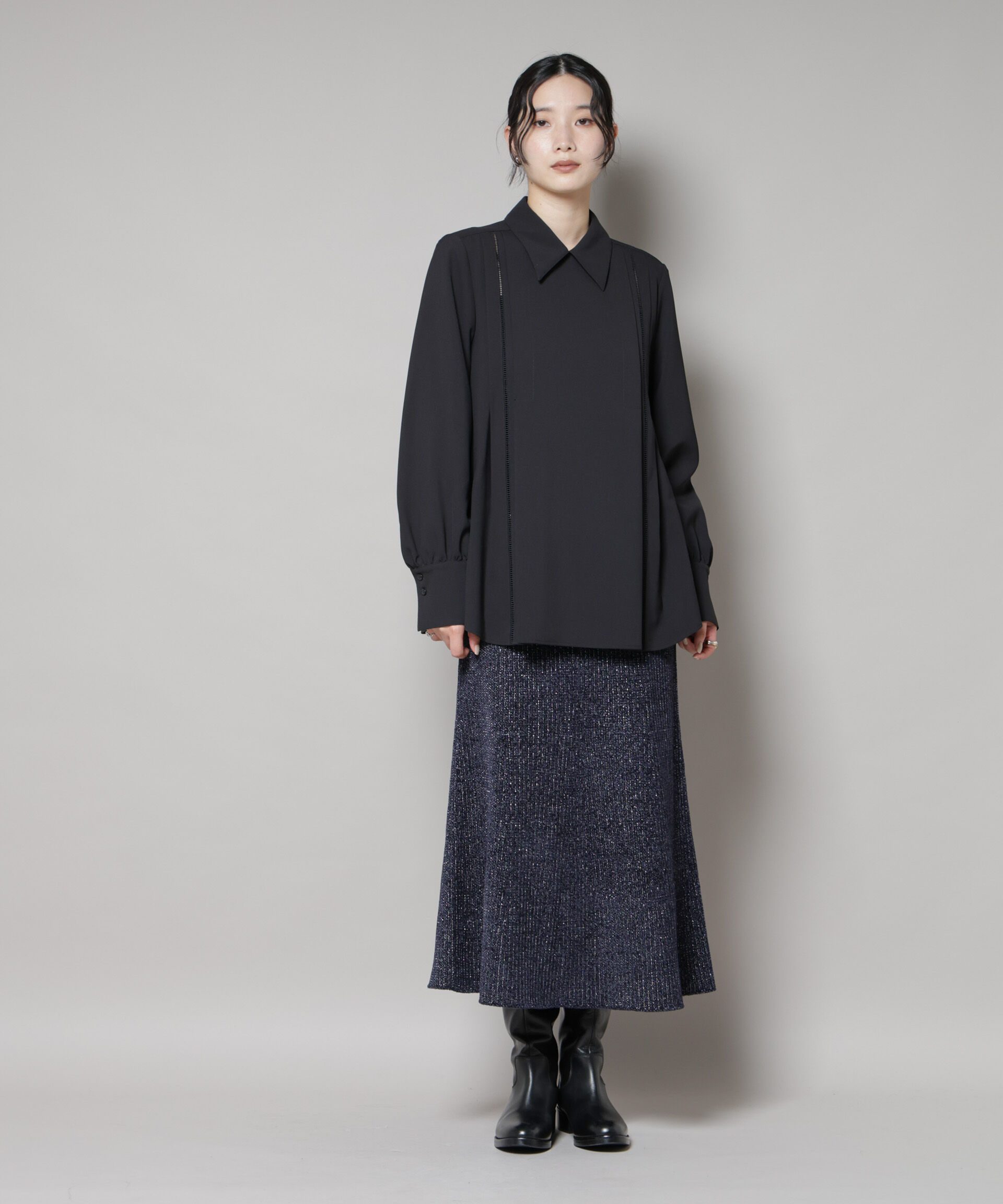 nano･universe「ラメモールワイドリブマーメイドニットスカート(セットアップ可)」|スカート|