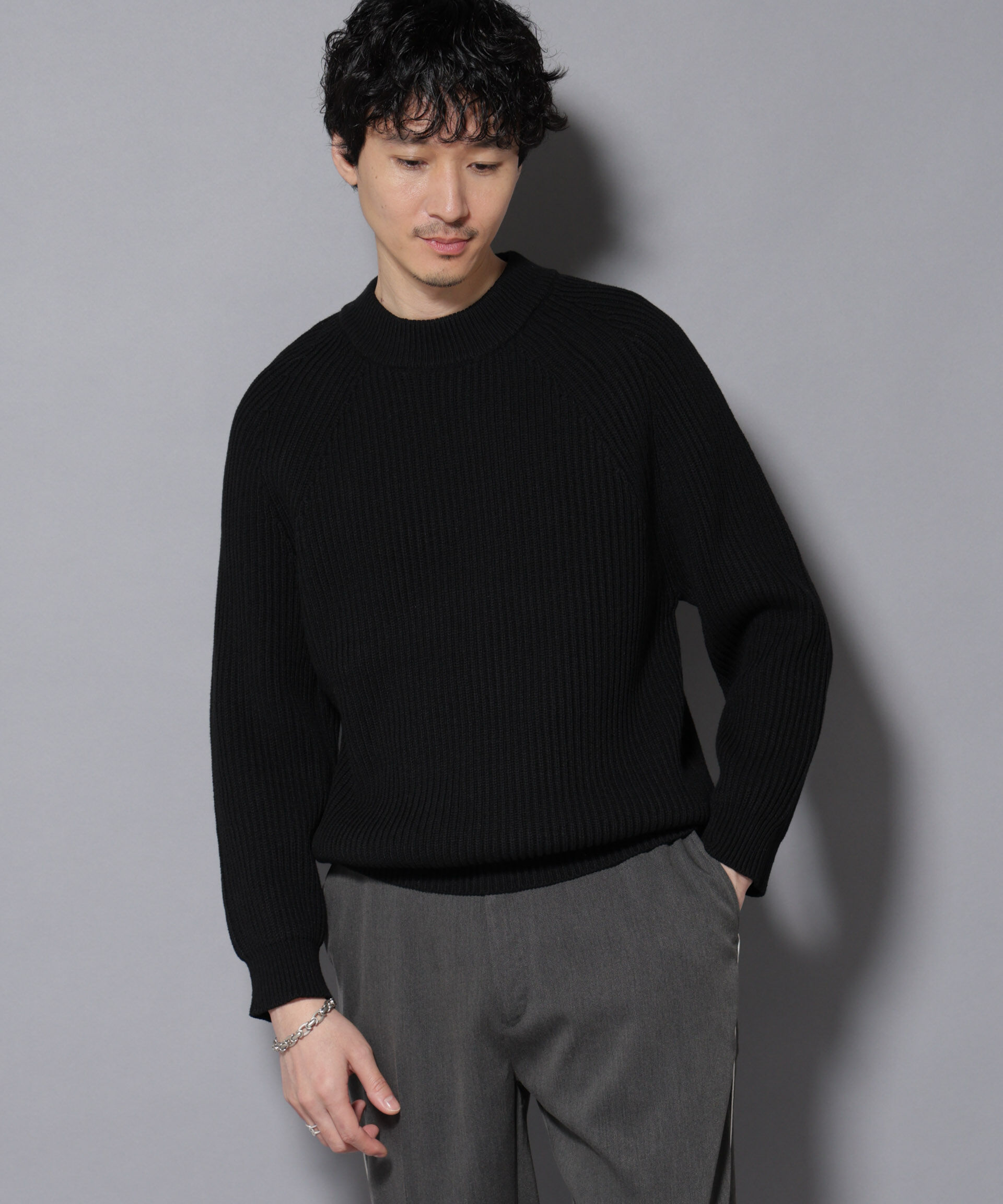 nano･universe「コットンMIXバルキーモックネックニット」|ニット・セーター|