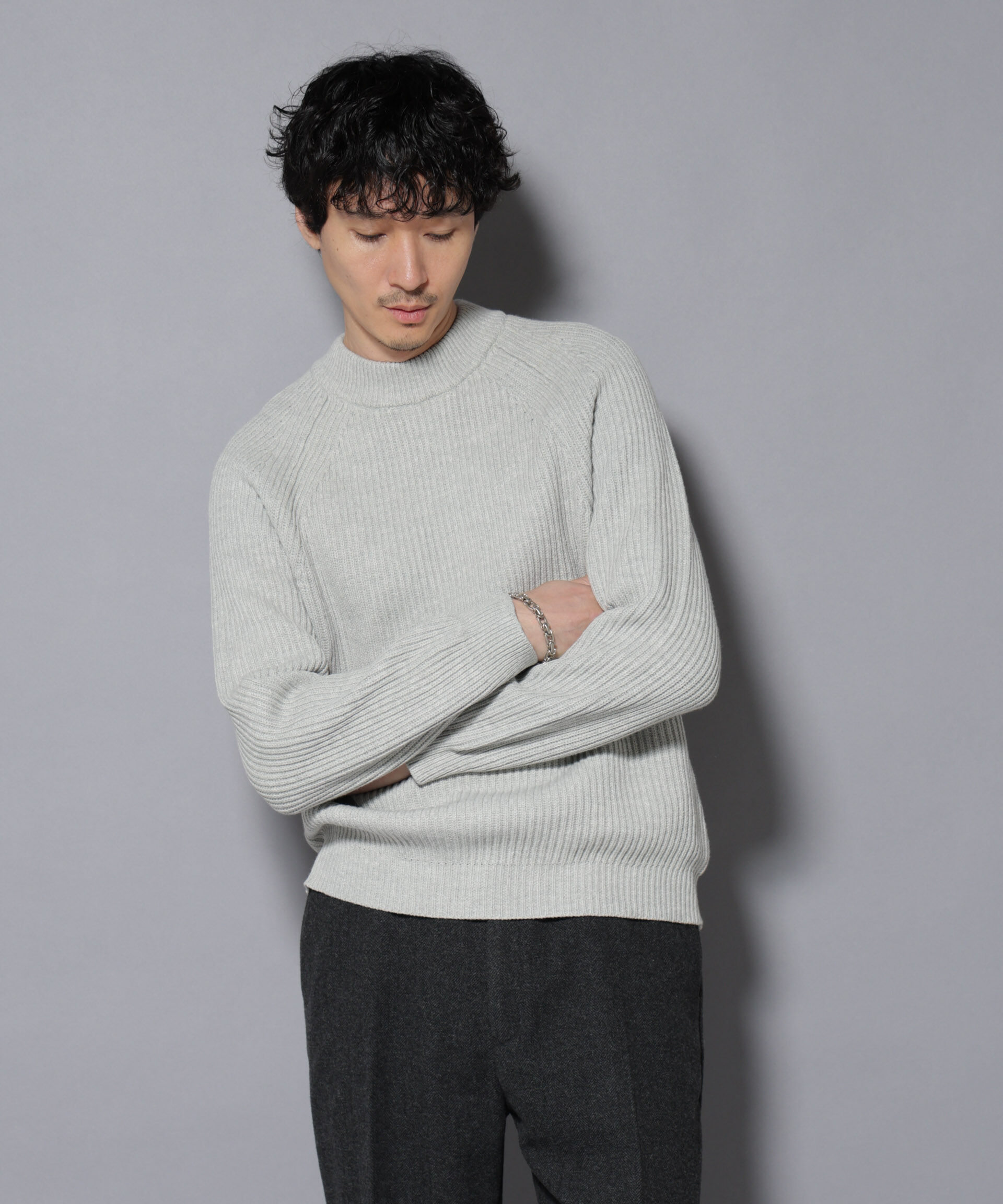 nano･universe「コットンMIXバルキーモックネックニット」|ニット・セーター|