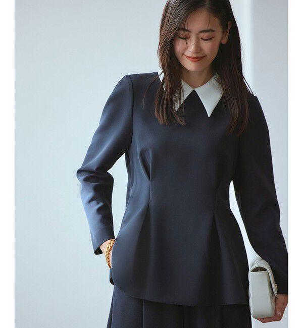 組曲「【KUMIKYOKU NAVY】コンフォータブルドレープ 襟付きブラウス」|シャツ・ブラウス|