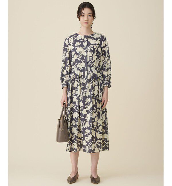 自由区「バイカラーフラワープリント ワンピース」|ワンピース|