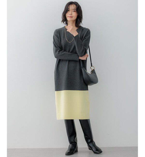23区「【WEB&一部店舗限定カラーあり/洗える】ミラノリブ バイカラーニットワンピース」|ワンピース|