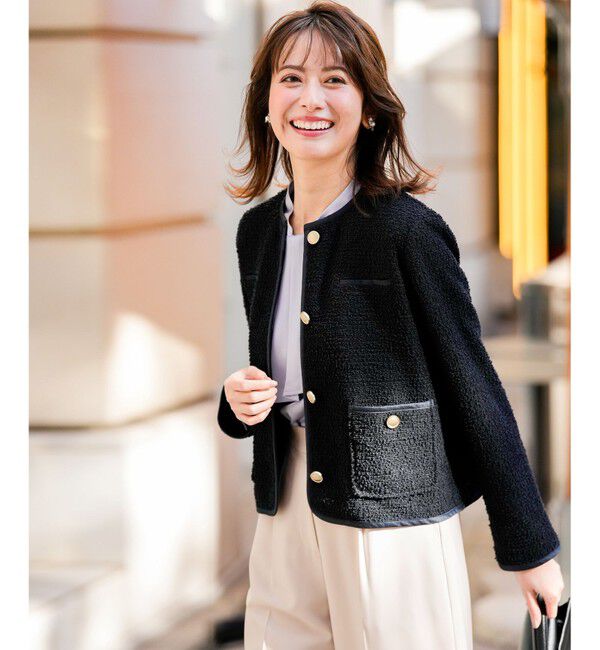 ANY SIS「ネップツイード ジャケット」|ノーカラージャケット|