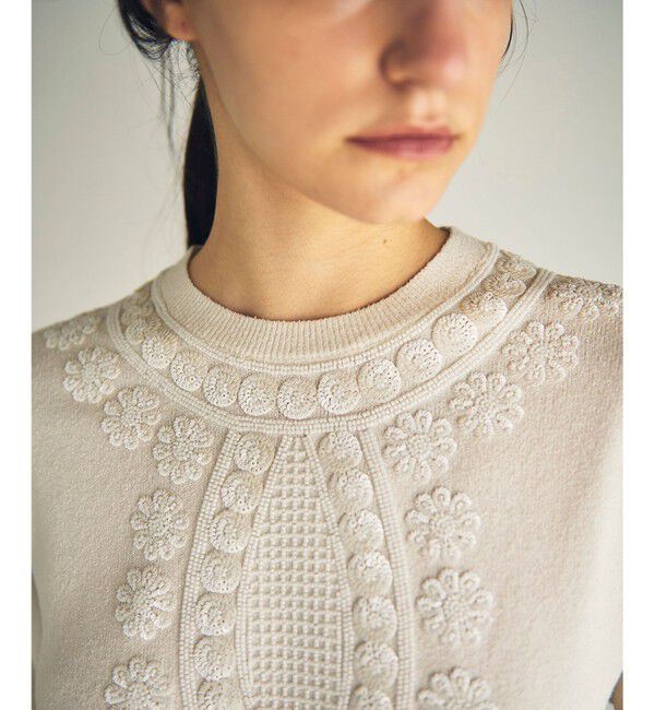 GRACE CONTINENTAL「エスニック刺繍ニットワンピース」|ワンピース|