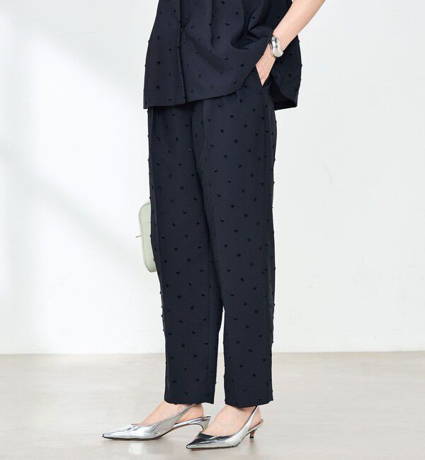 NOLLEY'S「《セットアップ対応》ウォッシャブルドットツッキリツータックテーパードパンツ」|その他|ネイビー