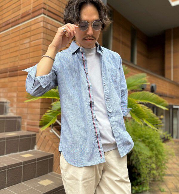 NOLLEY'S goodman「綿麻パラシュートボタン 7分袖シャツ 25SS」|シャツ・ブラウス|