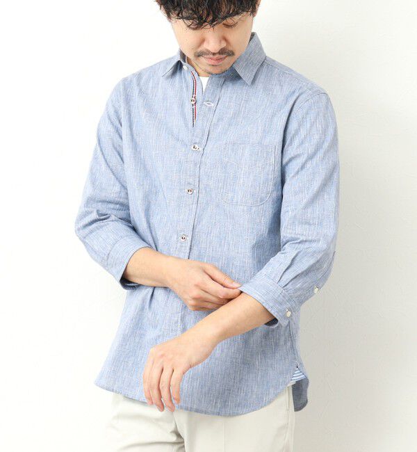 NOLLEY'S goodman「綿麻パラシュートボタン 7分袖シャツ 25SS」|シャツ・ブラウス|