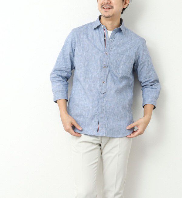 NOLLEY'S goodman「綿麻パラシュートボタン 7分袖シャツ 25SS」|シャツ・ブラウス|