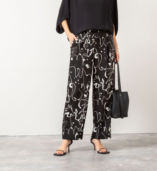 NOLLEY'S「ウォッシャブルプリントタックワイドパンツ」|チノ|