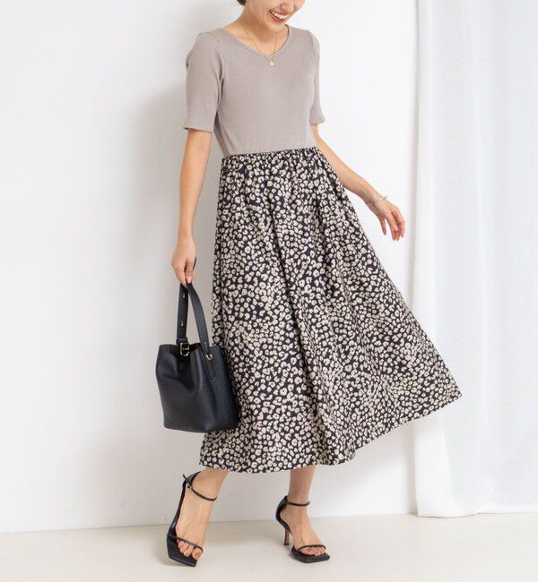 NOLLEY'S sophi「ウォッシャブルカット&times;タフタドッキングワンピース」|ワンピース|ベージュ系その他