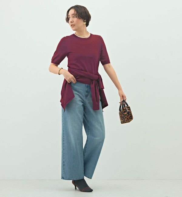 NOLLEY'S sophi「《アンサンブル対応》《手洗い可能》ウール100％5分袖プルオーバーニット」|ニット・セーター|