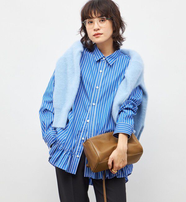 Rie Miller「ウォッシャブル裾フリルレギュラーカラーシャツ」|シャツ・ブラウス|