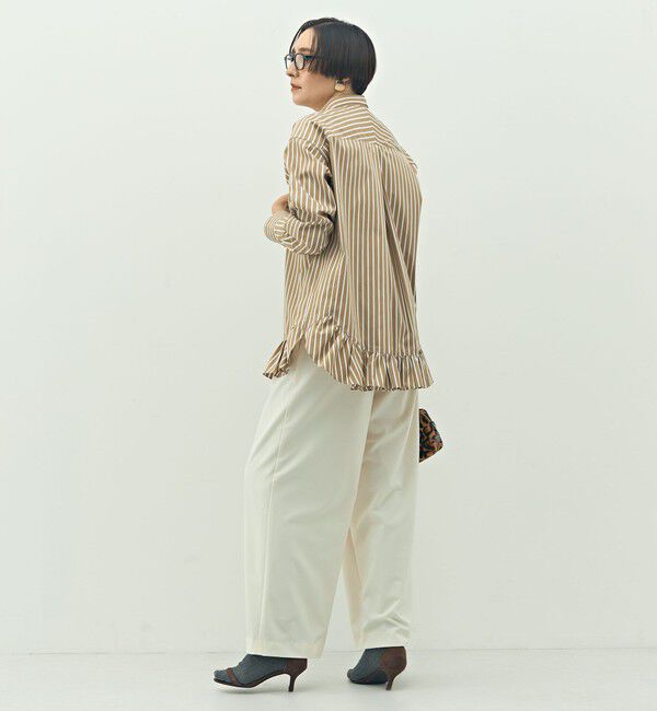 Rie Miller「ウォッシャブル裾フリルレギュラーカラーシャツ」|シャツ・ブラウス|