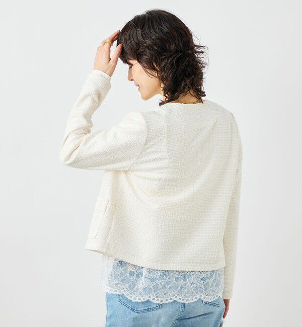 NOLLEY'S「ウォッシャブルツィーディージャージジャケット」|ノーカラージャケット|