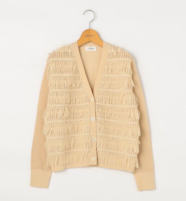NOLLEY'S「《手洗い可能》チュールフリンジVネックカーディガン」|カーディガン|