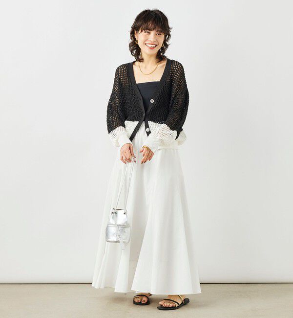 NOLLEY'S「《手洗い可能》テープメッシュ編Vネックカーディガン」|カーディガン|