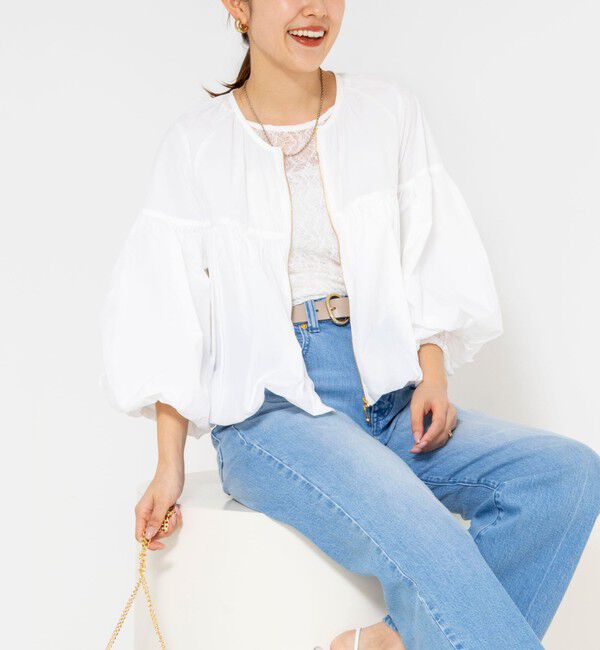 NOLLEY'S「ウォッシャブル撥水ポケッタブルボリュームブルゾン」|ブルゾン・スタジャン|オフホワイト