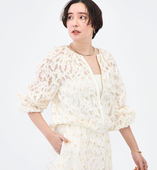 NOLLEY'S「《セットアップ対応》【KIRYU】ウォッシャブルラメジャガードブルゾン」|ブルゾン・スタジャン|