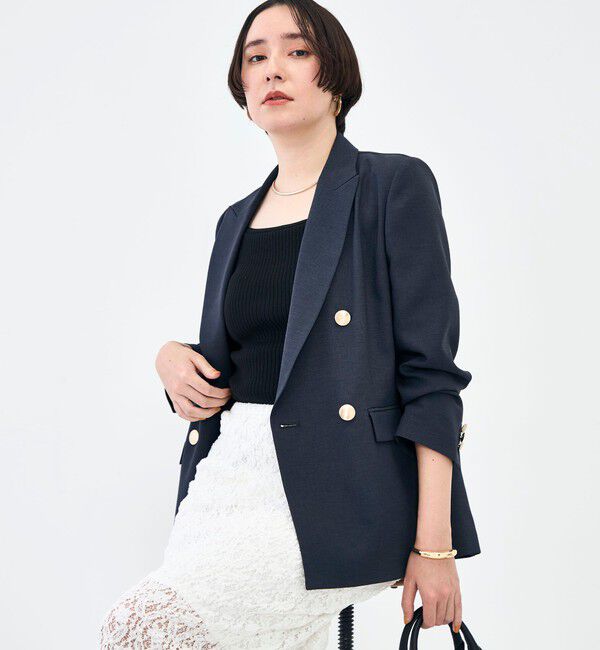 NOLLEY'S sophi「《セットアップ対応》ウォッシャブルスラブオックスダブルジャケット」|テーラードジャケット|