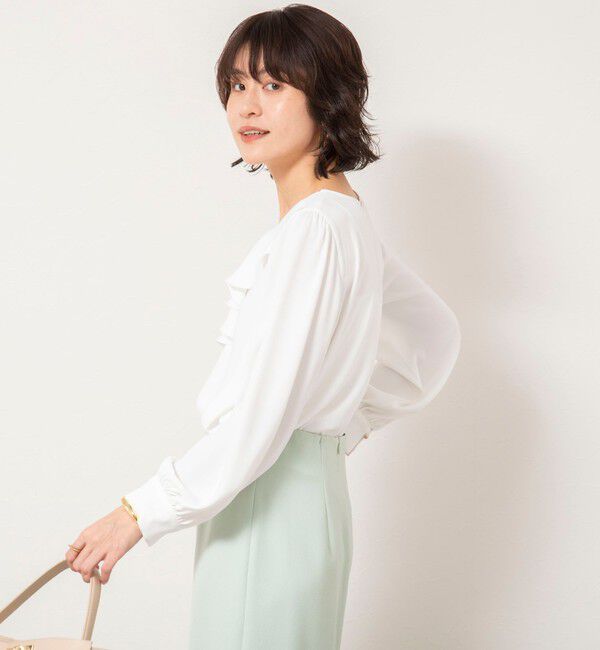 NOLLEY'S sophi「ウォッシャブルサテンアシンメトリーラッフルブラウス」|シャツ・ブラウス|