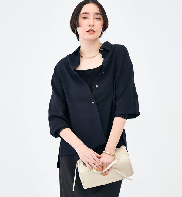 NOLLEY'S sophi「《セットアップ対応》ウォッシャブルストレッチツイルドルマンシャツ」|シャツ・ブラウス|ネイビー