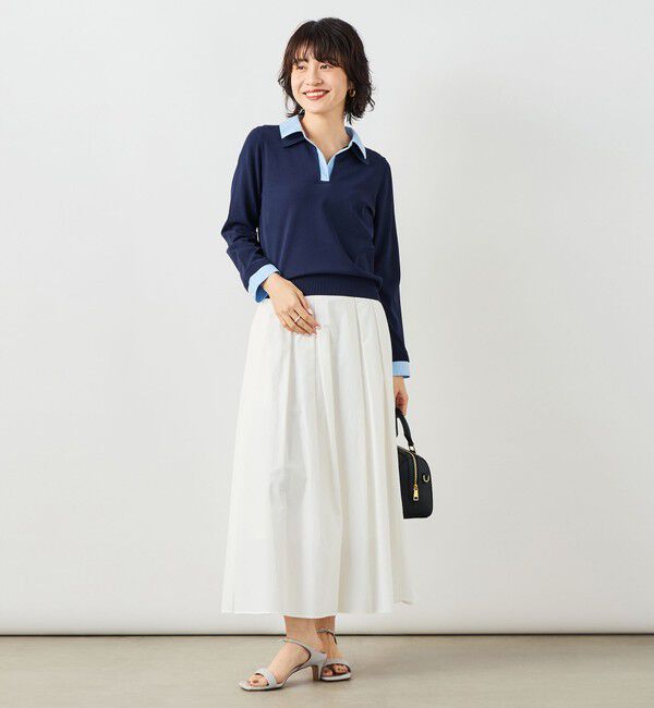 NOLLEY'S sophi「《手洗い可能》シャツレイヤード風スキッパーポロニット」|ニット・セーター|