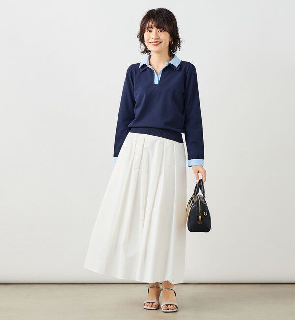 NOLLEY'S sophi「《手洗い可能》シャツレイヤード風スキッパーポロニット」|ニット・セーター|