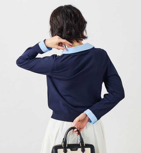 NOLLEY'S sophi「《手洗い可能》シャツレイヤード風スキッパーポロニット」|ニット・セーター|