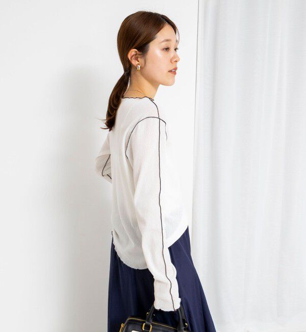 NOLLEY'S「ウォッシャブルドライテレコメロー配色プルオーバー」|Tシャツ・カットソー|