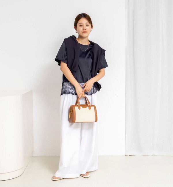 NOLLEY'S「ウォッシャブル裾レースオトナサテンＴシャツ」|シャツ・ブラウス|