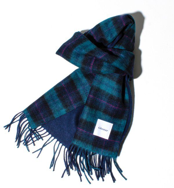 GLOSTER「【カシミヤブレンド】ウールリバーシブルチェックマフラー」|マフラー|