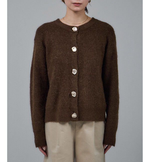 SALON adam et rope'「【WEB限定】2WAYニュアンスメタルボタンシャギークルーカーディガン 2」|カーディガン|