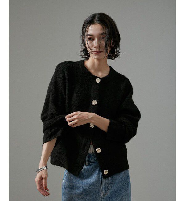 SALON adam et rope'「【WEB限定】2WAYニュアンスメタルボタンシャギークルーカーディガン 2」|カーディガン|