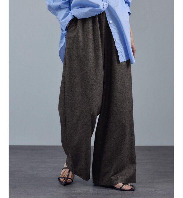 SALON adam et rope'「【WEB限定】ウォッシャブルウールカシミヤワイドパンツ」|チノ|