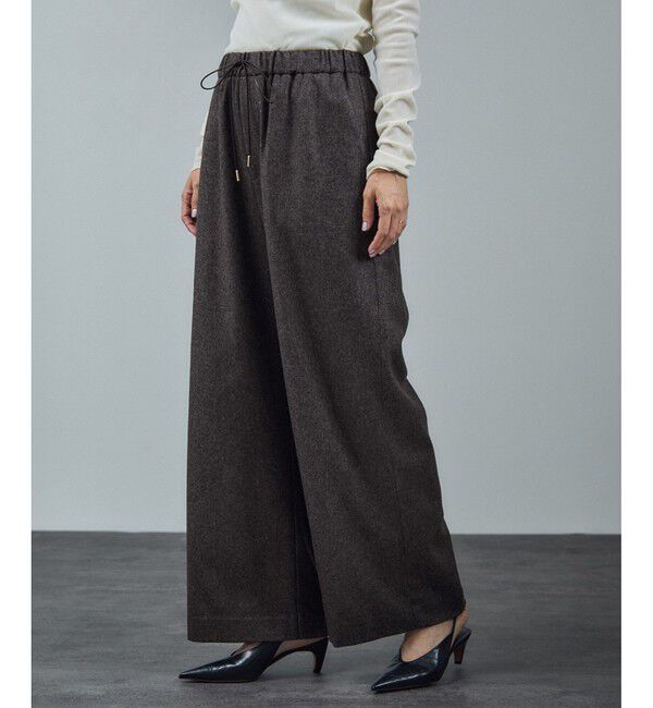 SALON adam et rope'「【WEB限定】ウォッシャブルウールカシミヤワイドパンツ」|チノ|ブラウン系(22)