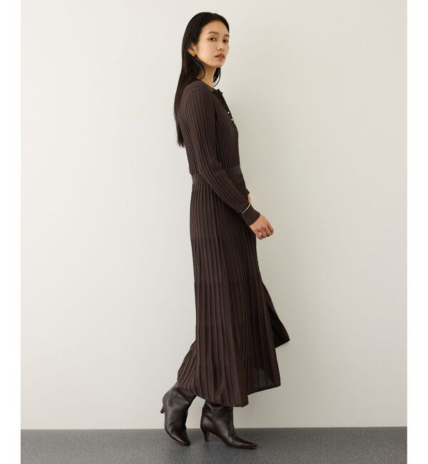 ROPE「パールボタンポロニットワンピース/イージーケア」|ドレス|