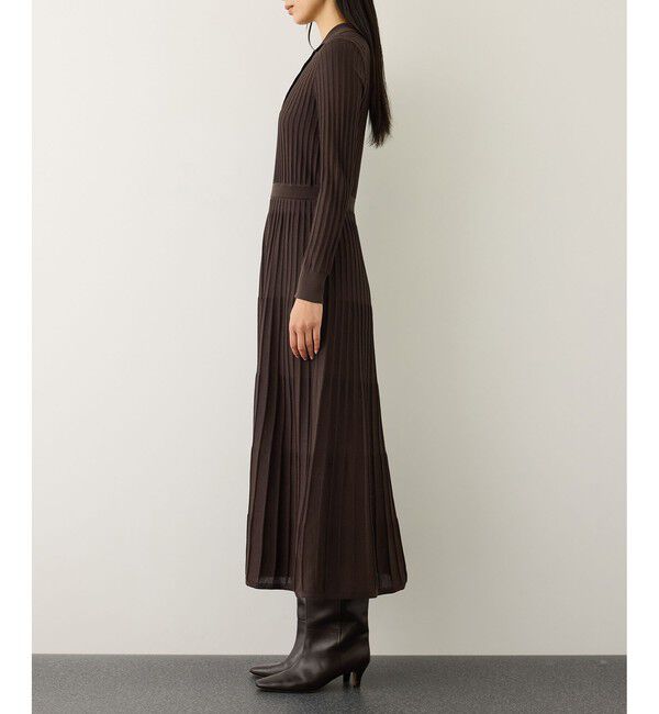 ROPE「パールボタンポロニットワンピース/イージーケア」|ドレス|